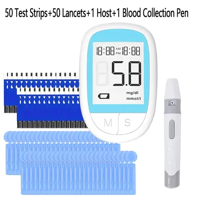 Blood Glucose Meter 50pcs Test Strips Medical Diabetes Blood Sugar Test Monitor Complete Kit Glucosemeter