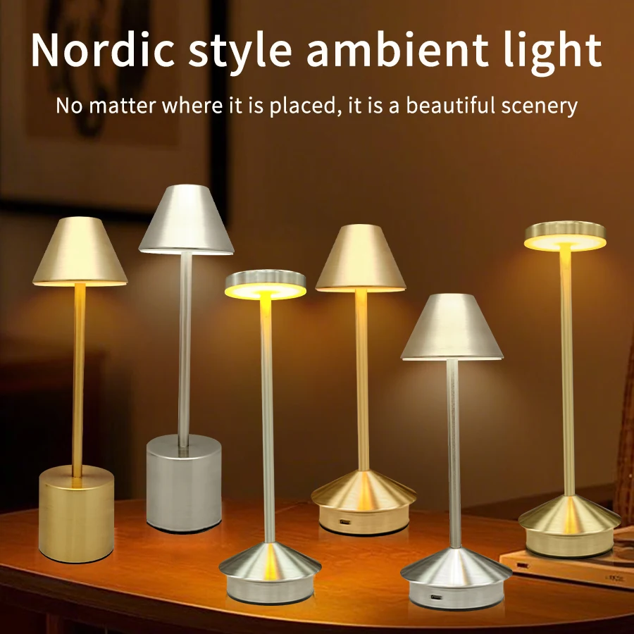 Touch-LED-Tischlampe, wiederaufladbar, Nachtlicht, 3-farbig, stufenloses Dimmen, Schreibtisch, Umgebungslicht, Zimmer, Büro, Hotel, Bar, dekorative Lampe