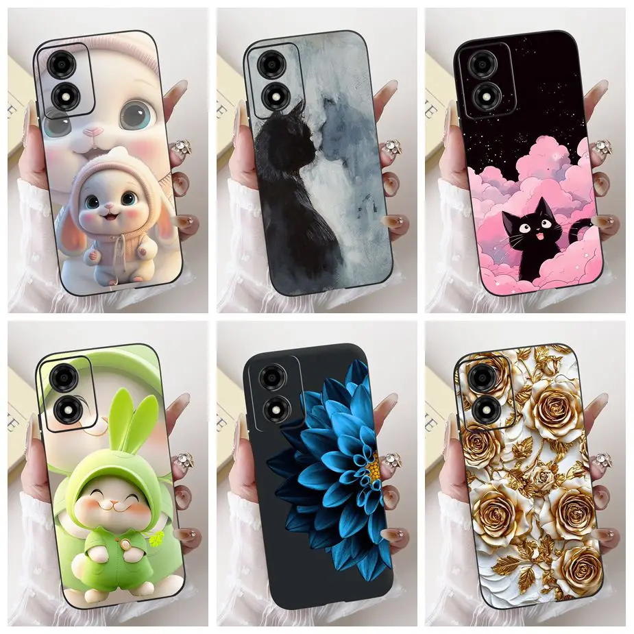 Pour Motorola Moto E13 étui Moto E14 E15 mignon chat lapin dessin animé couverture antichoc coque de téléphone pour Motorola Moto E15 E 13 14 Fundas