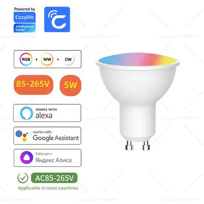 ZigBee GU10 WIFI Smart LED Bulbs RGB CW White 5W Dimmable Lamps APP Control Light Bulbs Work Alexa/Google Siri switch lamp