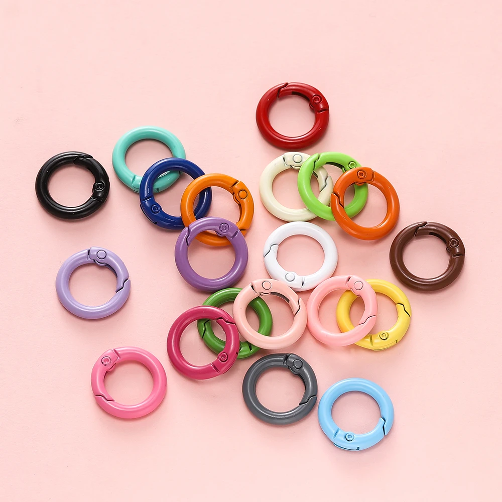 2/5 teile/lose Metall Runde Frühling Verschluss Farbige Karabiner Schlüsselbund Clips Haken für DIY Schmuck Schnallen Schlüsselanhänger Liefert Image