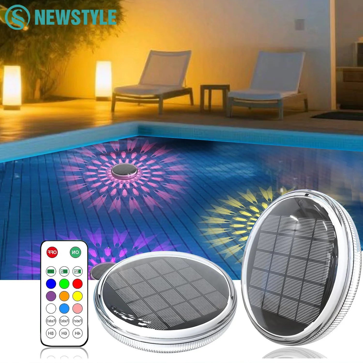La piscine solaire extérieure allume les lumières de piscine flottante de couleur rvb avec l'éclairage imperméable de décoration de piscine à distance IP67 pour l'intérieur