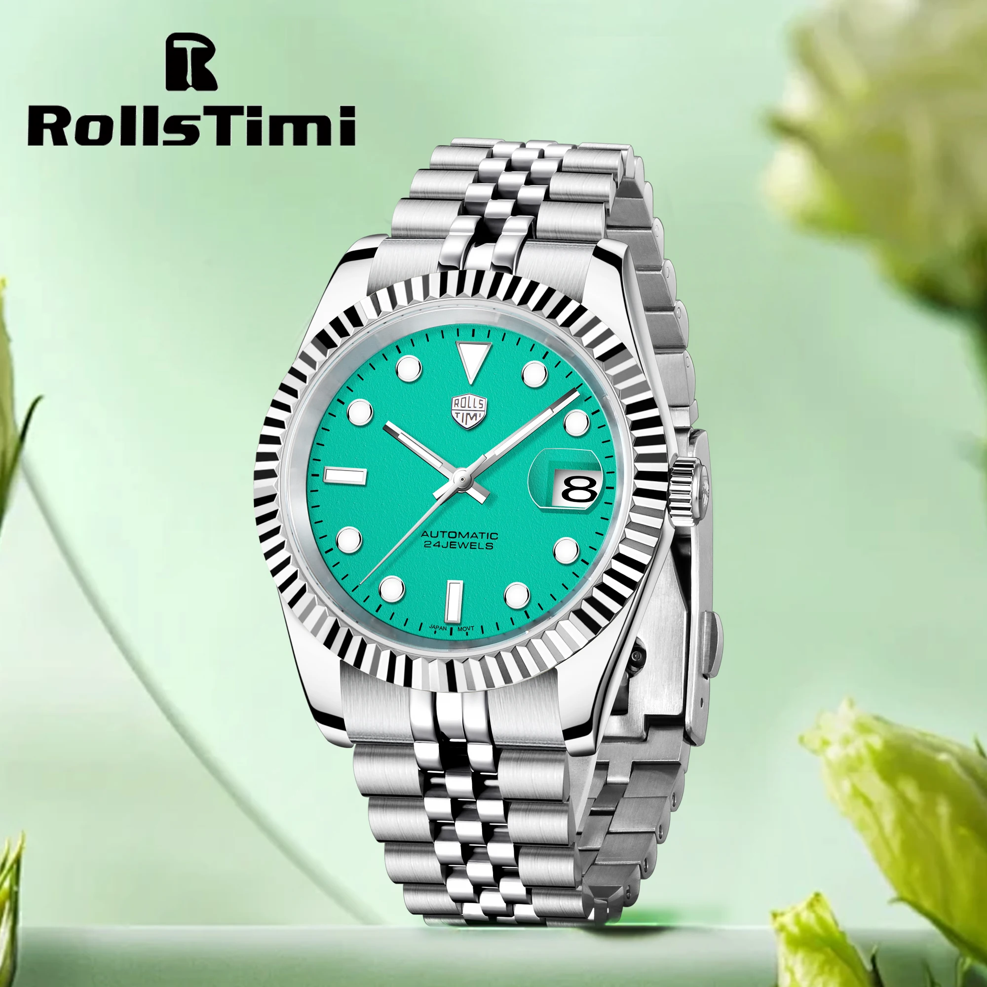 Herrenuhren Luxus Japan NH35A RollsTimi Mechanische Uhr Kalenderanzeige Automatische Armbanduhr Edelstahl Sportuhren Image