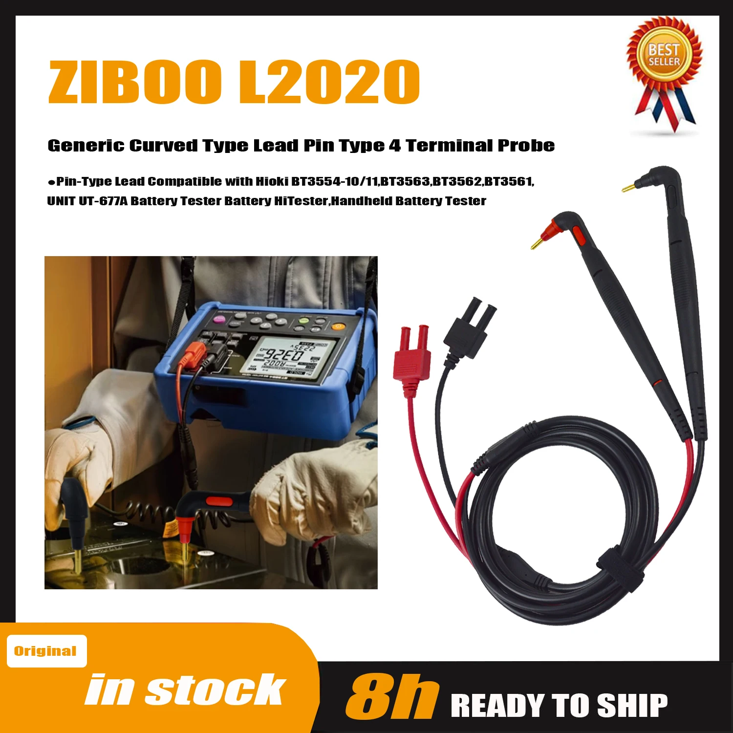 ZIBOO L2020 Generische gebogene Anschlussstifttyp 4-Anschlusssonde, Stiftleiste. Image