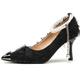 Women's Protective Fairy Feather Pointed Heels with Pearl Chain Ankle Strap & Diamond Butterfly 5cm/7.5cm Stiletto Cotton Blend Slip-Resistant Sole Sizes 34-44,Black(Heel:5cm),2 UK