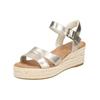 Keilsandalette TOMS "TOMS Sandalen Leder", Damen, Gr. 36,5, gold, Leder, casual, Schuhe