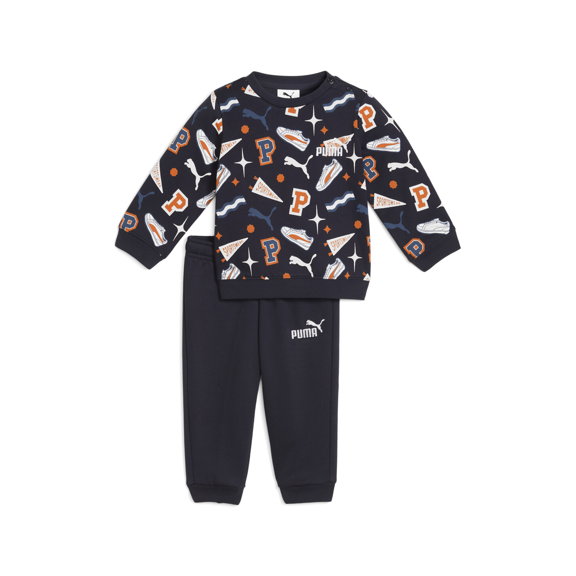 Jogginganzug PUMA "Minicats Jogginganzug Kinder", Kinder, Gr. 98, blau (new navy blau), Obermaterial: 68% Baumwolle, 32% Polyester; Rippe: 3% Elasthan, 97% Baumwolle, Sportanzüge Image
