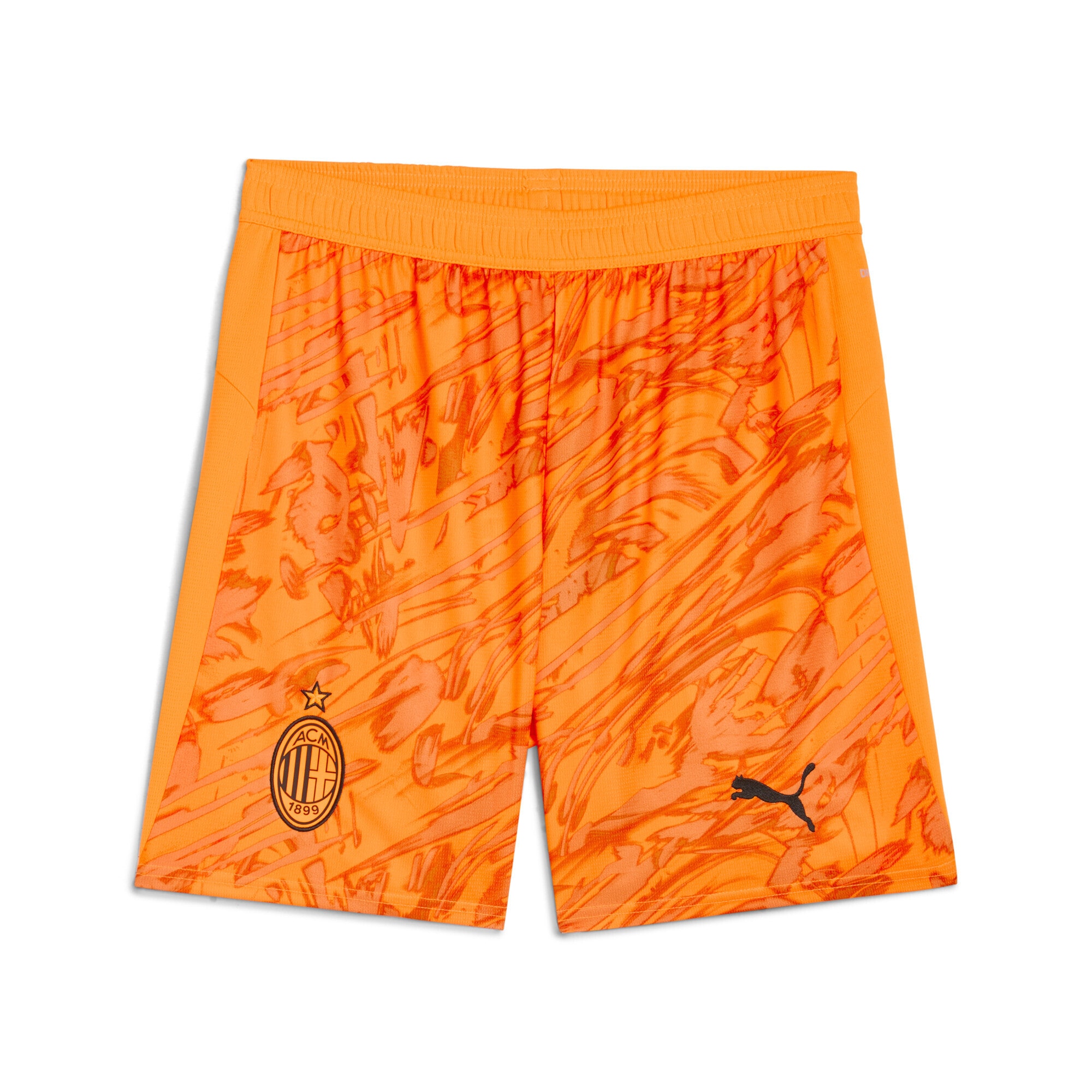 Sporthose PUMA "AC Milan 25/26 Torwartshorts Herren", Damen, Gr. S, Normalgrößen, heat fire schwarz orange, Obermaterial: 100% Polyester, regular fit, Hosen Sporthose