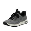 Slip-On Sneaker RIEKER "Ready2GO", Damen, Gr. 39, grau (grau, schwarz), Lederimitat, Textil, sportlich, Schuhe, Schlupfschuh, Halbschuh, Freizeitsneaker mit aufgesetzter Schnürung