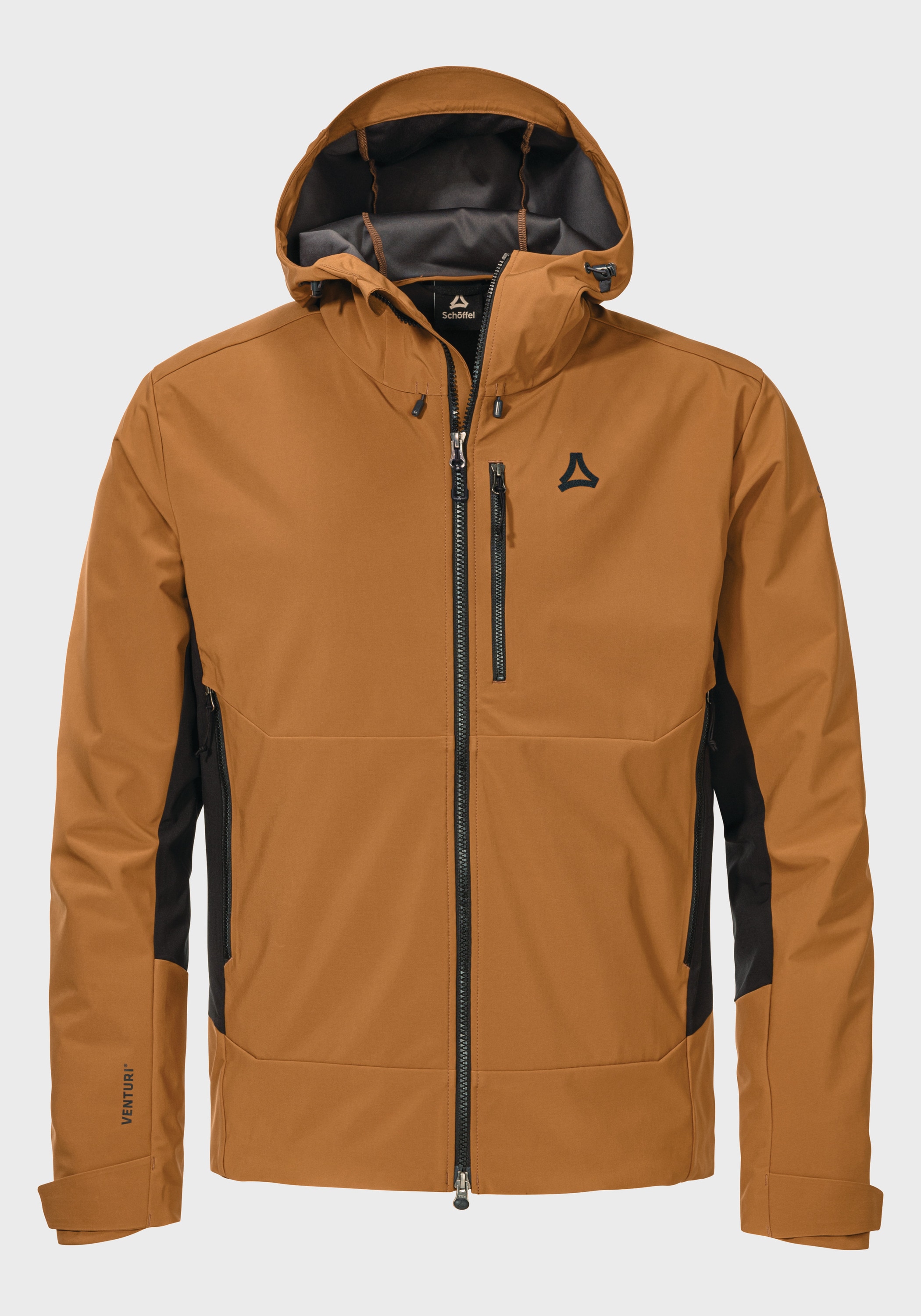 Outdoorjacke SCHÖFFEL "Mountain Softshell Jk Style Milagle MNS", Herren, Gr. 50, braun (4745, braun), Oberstoff: Aussenseite: 92% Polyester, 8% Elasthan, Innenseite: 100% Polyester; (Membran: Thermoplastisches Polyurethan); Oberstoff Einsatz: 92%...