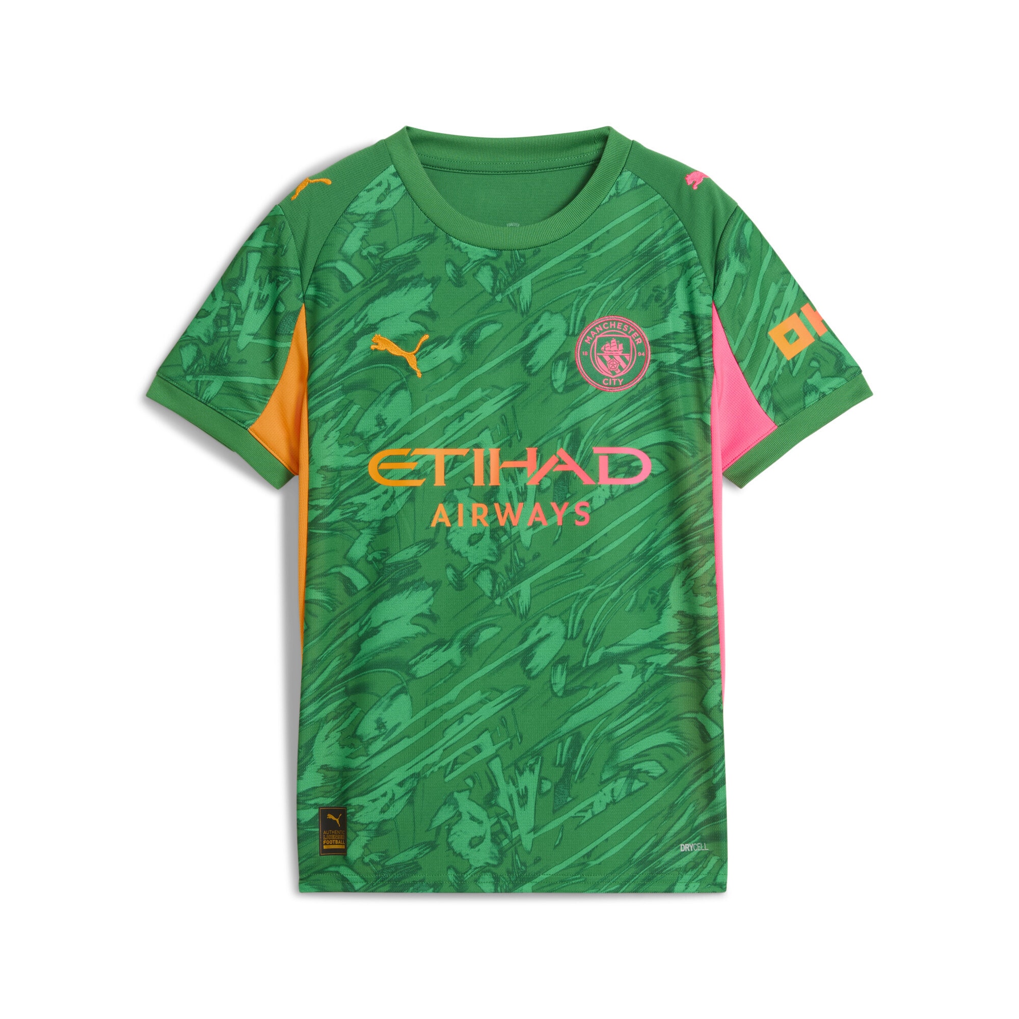 Trainingsshirt PUMA "Manchester City 25/26 Torwarttrikot Jugendliche", Kinder, Gr. 164, orange (archive grün heat fire orange), Obermaterial: 100% Polyester; Rippe: 100% Polyester, regular fit, Rundhals, Shirts Image
