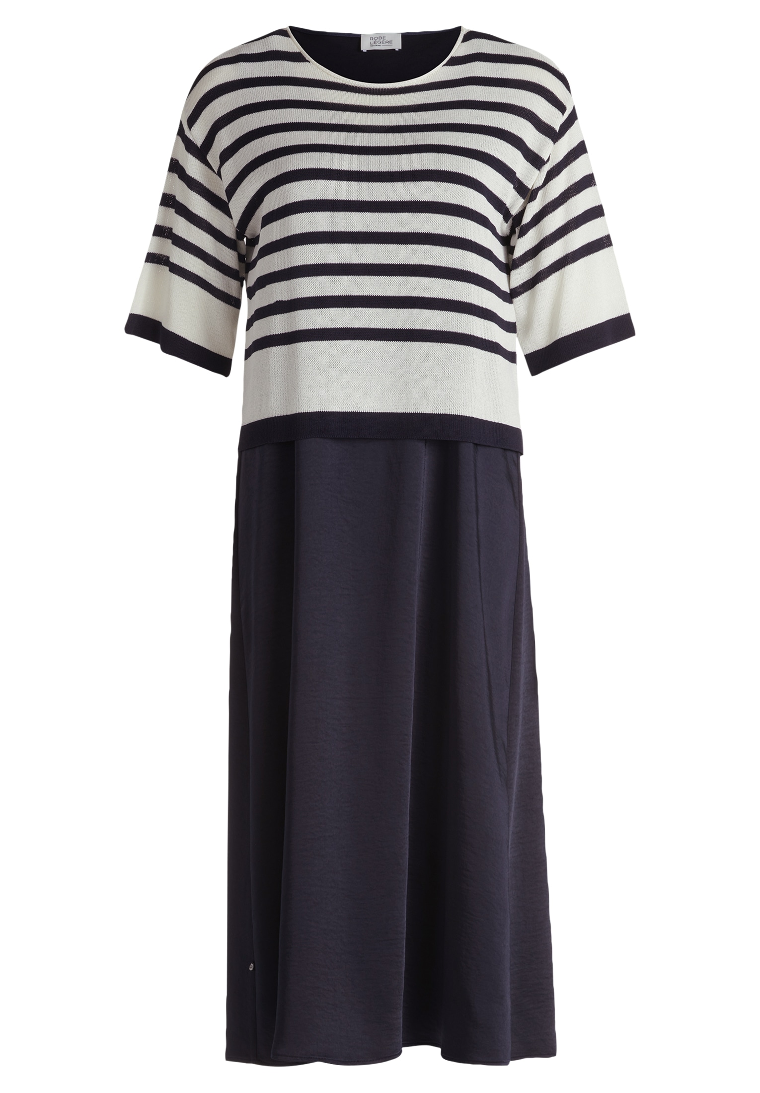 Druckkleid VERA MONT "Vera Mont Damen Casual-Kleid zweiteilig", Damen, Gr. 44, Normalgrößen, blau (patch dunkelblau, nature), Obermaterial: 100% Polyester., Modisch, lässig geschnitten lang, Kleider Image