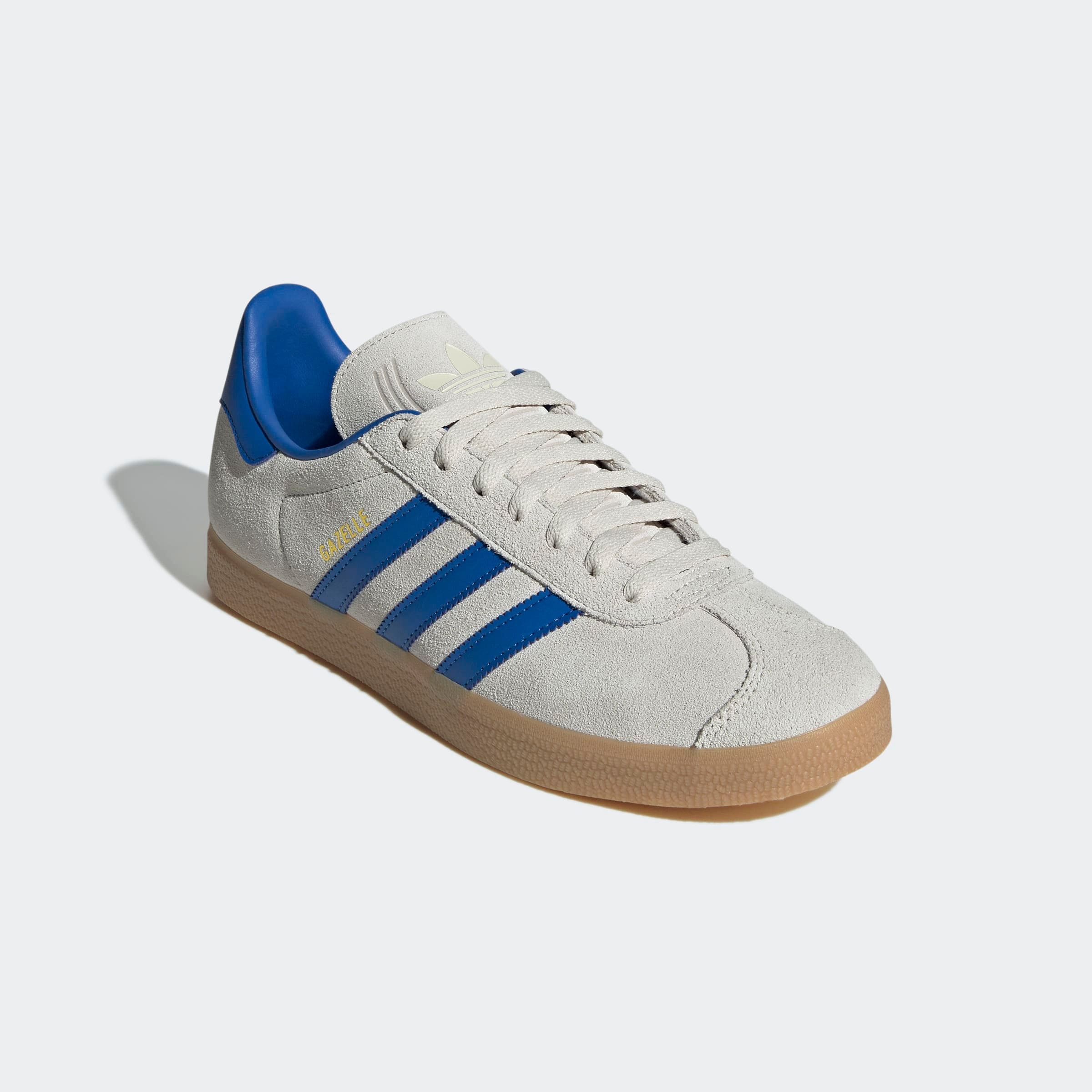 Sneaker ADIDAS ORIGINALS "GAZELLE", Herren, Gr. 46, blau (aluminium, blau, gum 3), Leder, Synthetik, Schuhe Sneaker