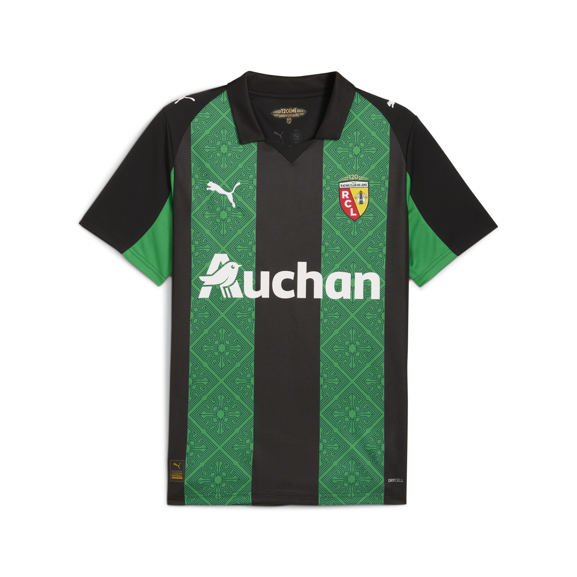 Trainingsshirt PUMA "RC Lens 25/26 Auswärtstrikot Herren", Herren, Gr. XL, schwarz jade grün, Obermaterial: 100% Polyester; Rippe: 100% Polyester; Einsatz: 100% Polyester, gestreift, regular fit, Shirts Image