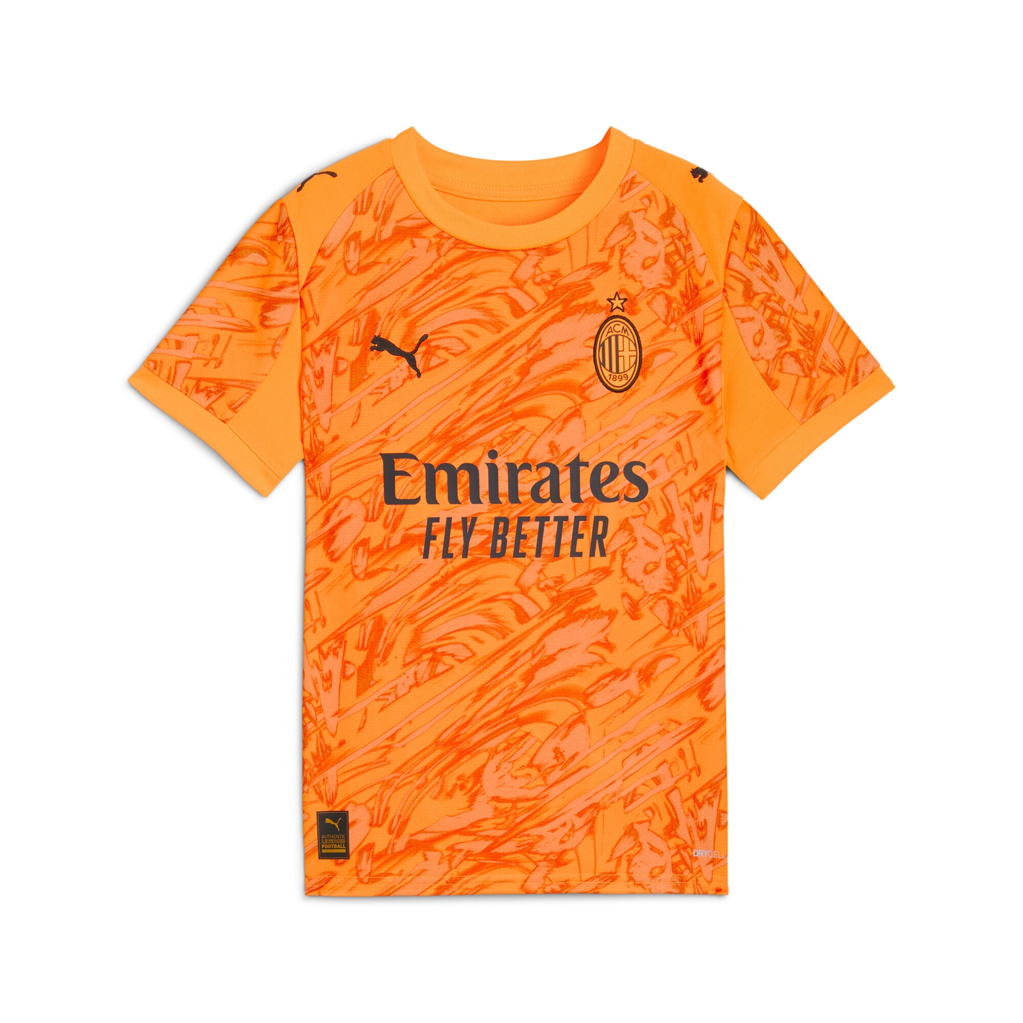 Trainingsshirt PUMA "AC Milan 25/26 Torwartrikot Jugendliche", Kinder, Gr. 140, orange (heat fire schwarz orange), Obermaterial: 100% Polyester; Rippe: 100% Polyester, bedruckt, regular fit, Rundhals, Shirts Image