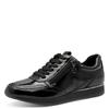 Sneaker TAMARIS, Damen, Gr. 40, schwarz, Lacklederimitat, unifarben, glänzend, sportlich, Schuhe, Freizeitschuh, Halbschuh, Schnürschuh mit Außrenreißverschluss
