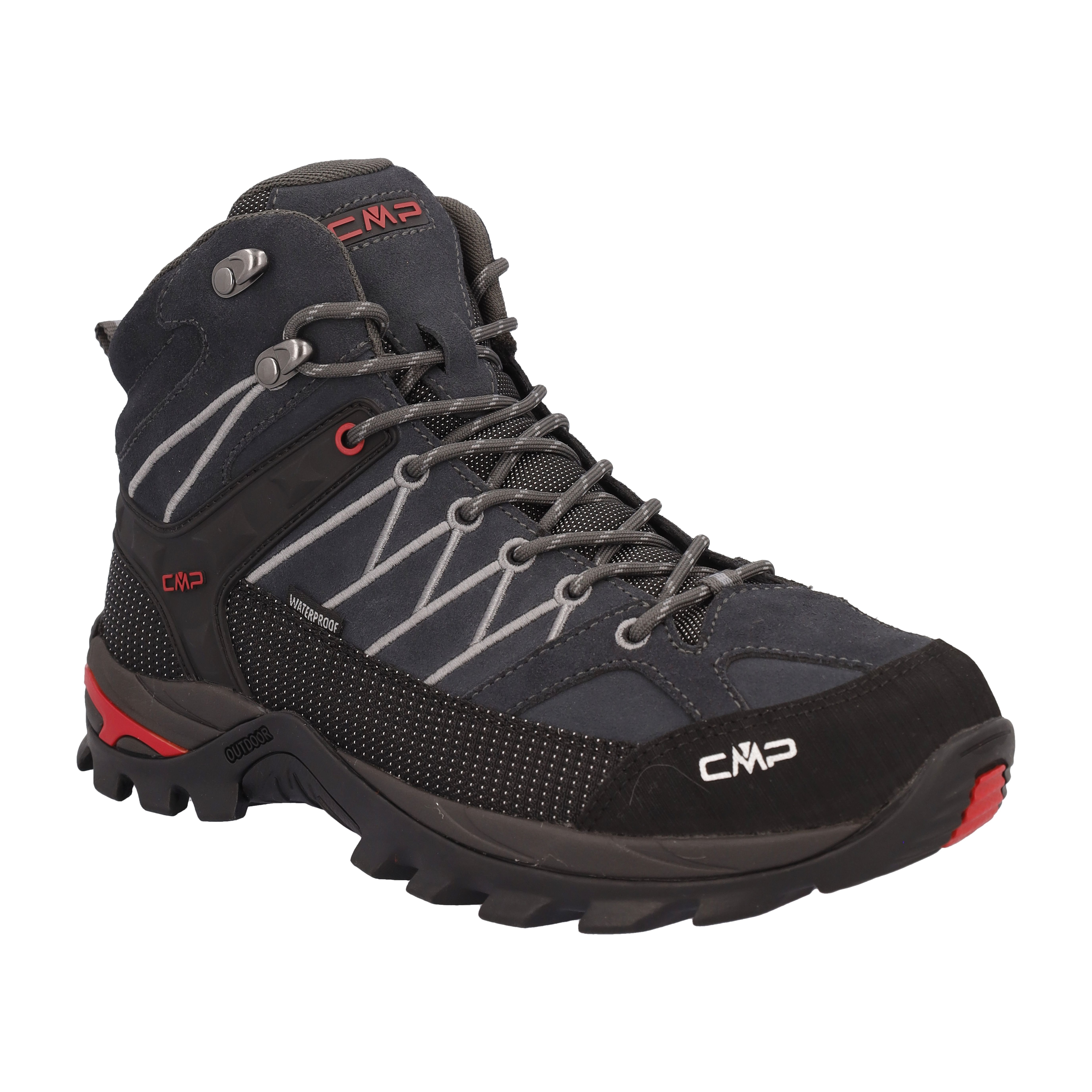Wanderschuh CMP "RIGEL MID WP TREKKING SHOES", Herren, Gr. 43, titanio, ferrari, Leder, Schuhe Wanderschuh, wasserdicht