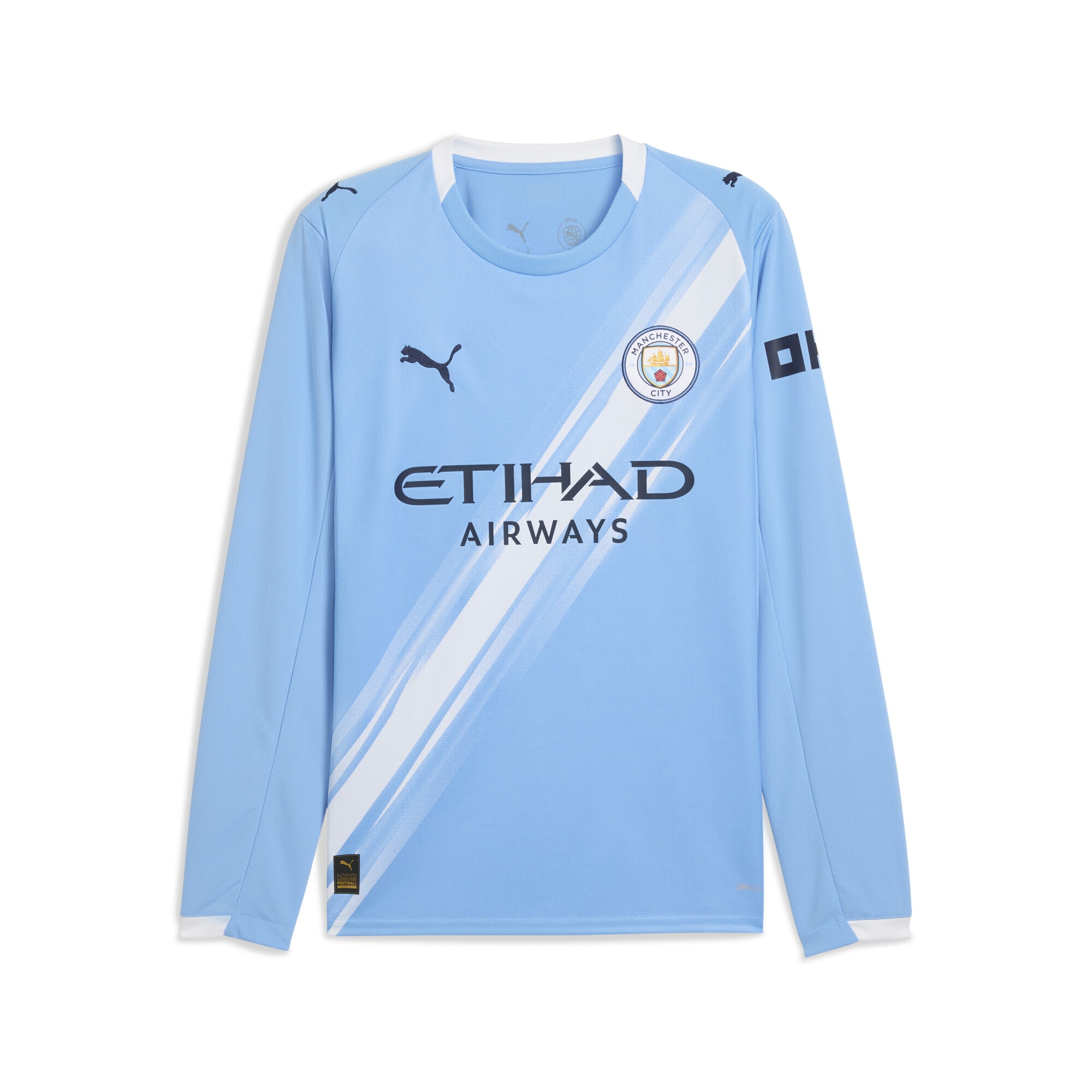 Trainingsshirt PUMA "Manchester City 25/26 Langarm-Heimtrikot Herren", Herren, Gr. XXL, weiß (team light blau weiß), Obermaterial: 100% Polyester; Rippe: 100% Polyester, regular fit, Rundhals, Shirts Image