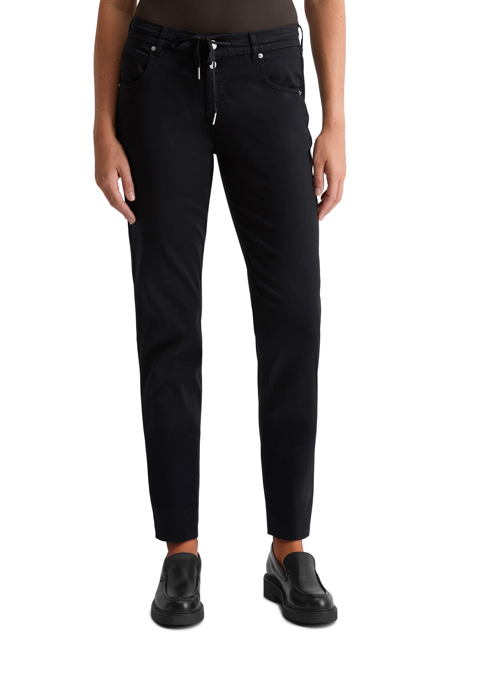 5-Pocket-Hose MARC O'POLO "mit TENCEL™ Lyocell", Damen, Gr. 28, Länge 32, blau (deep night blau), Obermaterial: 64% Lyocell, 32% Baumwolle, 4% Elasthan, unifarben, lässig geschnitten normal, Hosen 5-Pocket-Hose