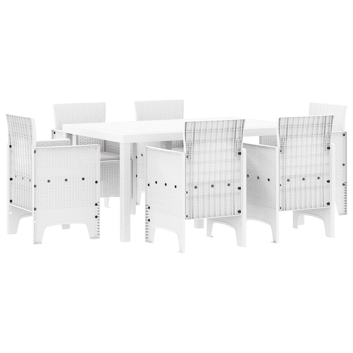 vidaXL Garten-Ess Set 7 pcs Weiß Kunststoff-Rattan Image