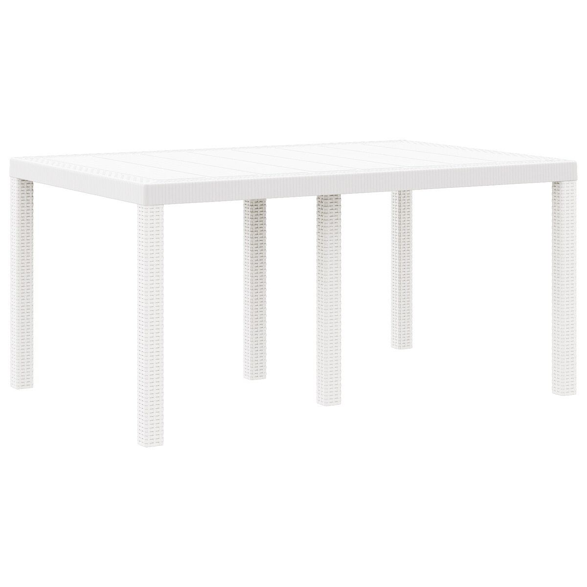 vidaXL Gartentisch Weiß 150x100x73 cm Poly Rattan Image