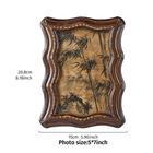 Curved Resin Decorative Photo Frame, Vintage Walnut Finish Artistic Design, Dual Orientation Picture Frame for Entryway, Bedroom, Study, and Office Desk Display