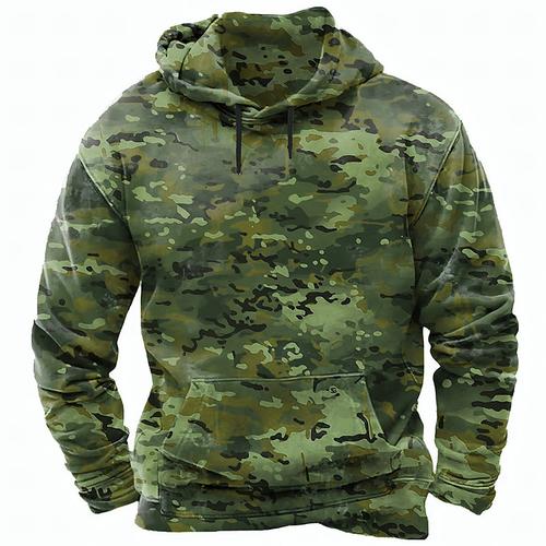 Men's Camouflage Hoodies Sweatshirt Hoodie Hooded Sweatshirt Crew Neck Fashion 3D Print Sports Outdoor Hunting Red Blue Drawstring Fall Winter Designer