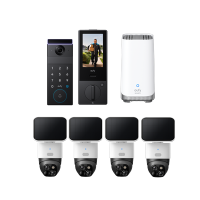 eufy SoloCam S340 (4-Cam Pack) + FamiLock S3 Max + HomeBase S380 White