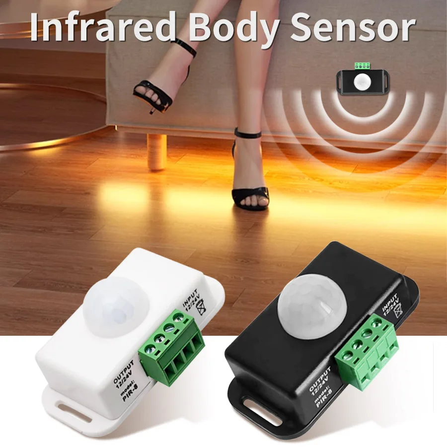12V -24V 8A Infrarot-Sensor für den menschlichen Körper Verzögerungseinstellung Infrarotsensor Smart Switch Automatischer Sensor für den menschlichen Körper LED-Streifenlicht Image