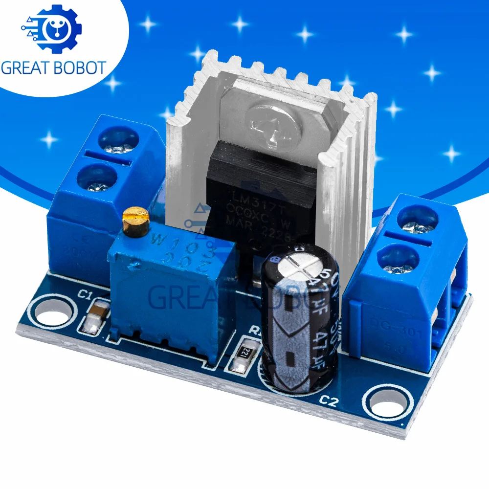BS 1PCS LM317 DC Linear Regler DC-DC 4,5 ~ 40V Drehen 1,2 ~ 37V Step Down Power Modul Einstellbar Image