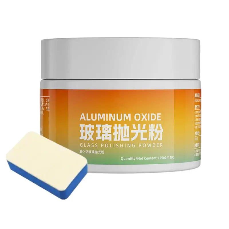 120g Auto Glas Polieren Pulver Mit Schwamm Auto Fenster Polieren Verbindung Pulver Glas Öl Film Reinigung Power Glas Reiniger Image