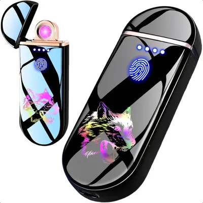 Spinning Arc Lighter Windproof Flamel Electric Lighter Touch Sensor Electronic Lighters USB Rechargeable with Dynamic Cool LED
