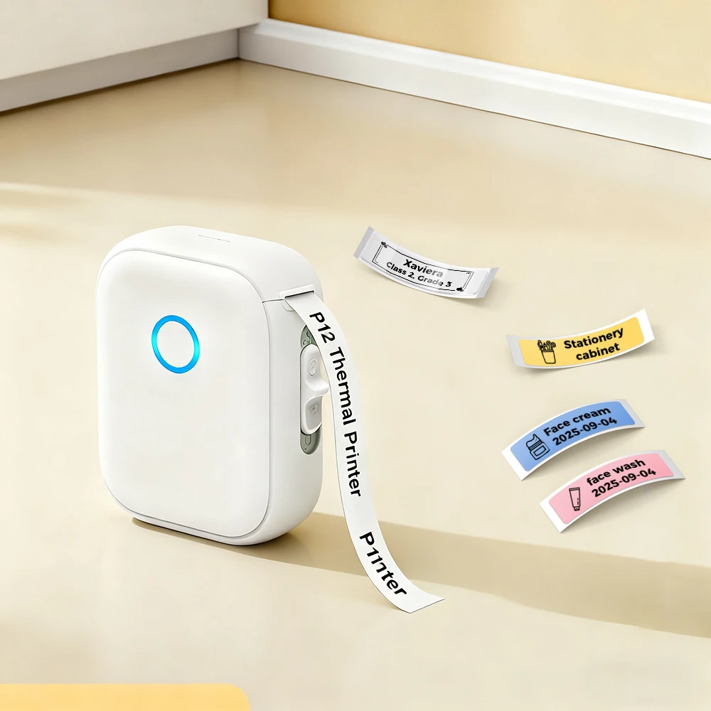 Marklife P12 Etikettendrucker, kabelloser Bluetooth-Thermodrucker, tragbarer Mini-Aufkleber, keine Tinte, Etikettendrucker oder 1 Stück Fortsetzung von Etiketten Image