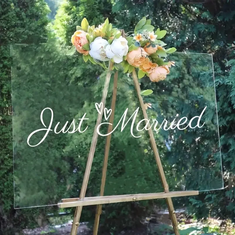 1pc Wandt attoos gerade verheiratete Zeichen, Hochzeits schild Aufkleber, gerade verheiratete Auto Wanda uf kleber, Vinyl Hochzeit Aufkleber, für Hochzeits dekoration Image