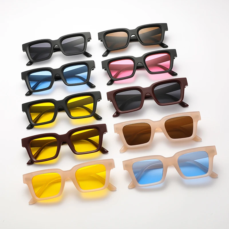 Radfahren Neue modische Sonnenbrille mit quadratischem Rahmen, minimalistisches Design, Sonnenblendenbrille, hochauflösende Gläser, Sonnenschutzbrille Image