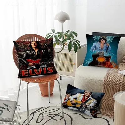 Elvis P-Presley Kissenbezüge, Cartoon-Sofa, dekorativ, für Zuhause, doppelseitiger Druck, kurzer Plüsch, niedlicher Kissenbezug Image