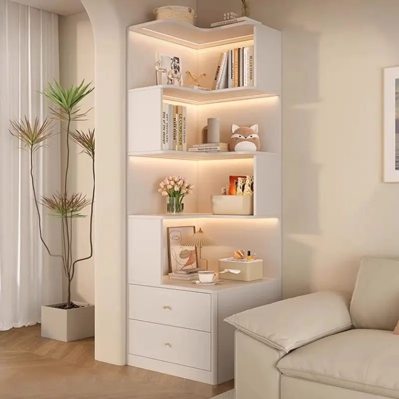 Eckschrank aus massivem Holz, Eckregal an der Wand, dreieckiges Bücherregal, Wohnzimmer-Eckschrank, 90-Grad-Schrank Image