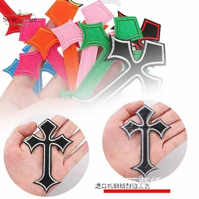 Evil Cross Embroidery Cloth Sticker Clothes Decorative Cross Patch Sticker Ironing Twill Computer Embroidery Stamp