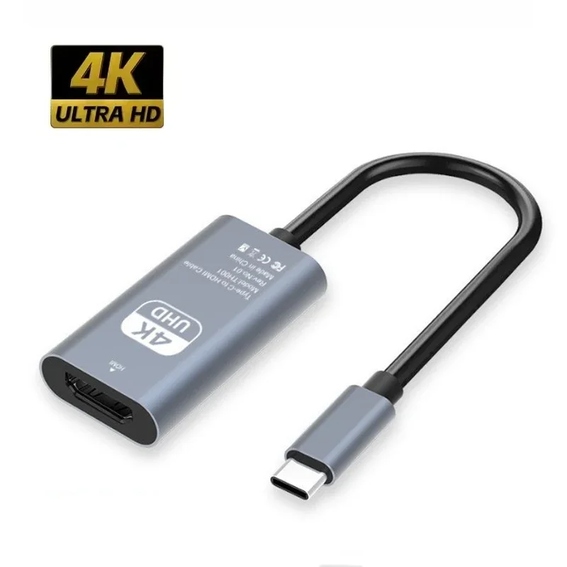 TYP C auf HDMI 4K Adapter USB C USB3.1 Stecker auf HDTV Buchse Konverterkabel für Laptop Tablet TV MacBook Image