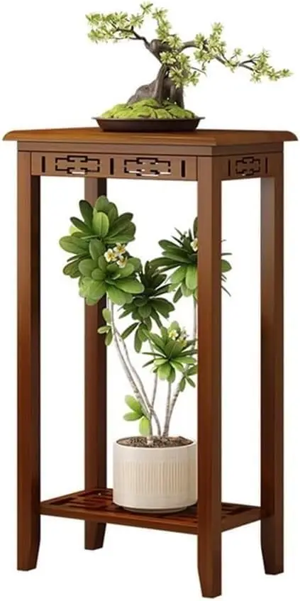 Balkon bodenstehender Bonsai-Basis, Wohnzimmer-Sofa-Seitenregal für den Innenbereich, Büro, Pflanzenregal, chinesische Ausstellungsständer Image