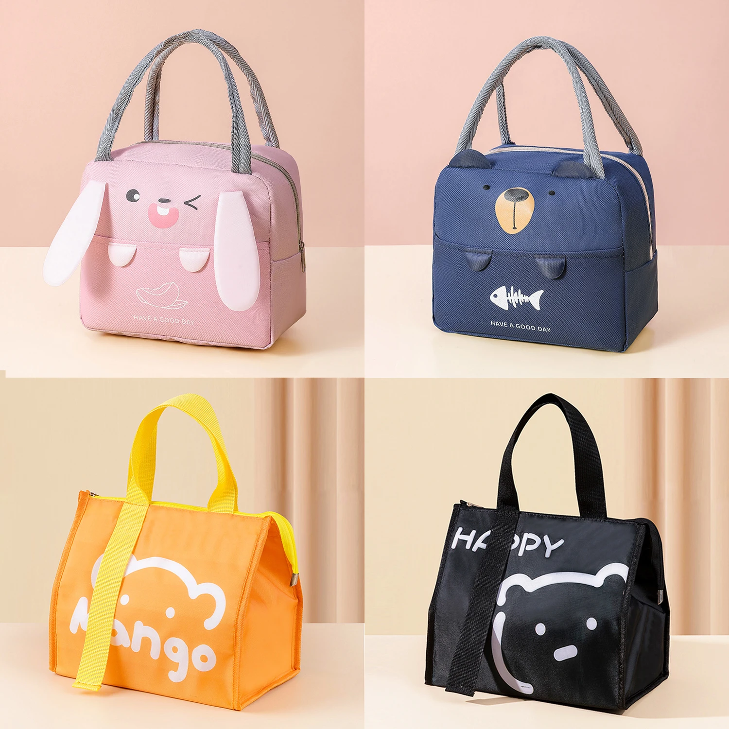 1PC Zurück zu Schule Cartoon Niedlichen Muster Tragbare Handheld Isolierte Kühltasche für Arbeit Zurück Zu Schule Saison Bringen Lebensmittel Mittagessen Image