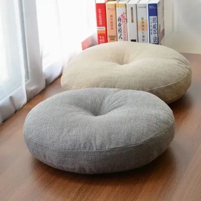 Floor Seat Cushion Thickened Meditation Futon Round Cotton Linen Tatami Balcony Cushions Yoga Pouf Pad for Adults Seating Pillow
