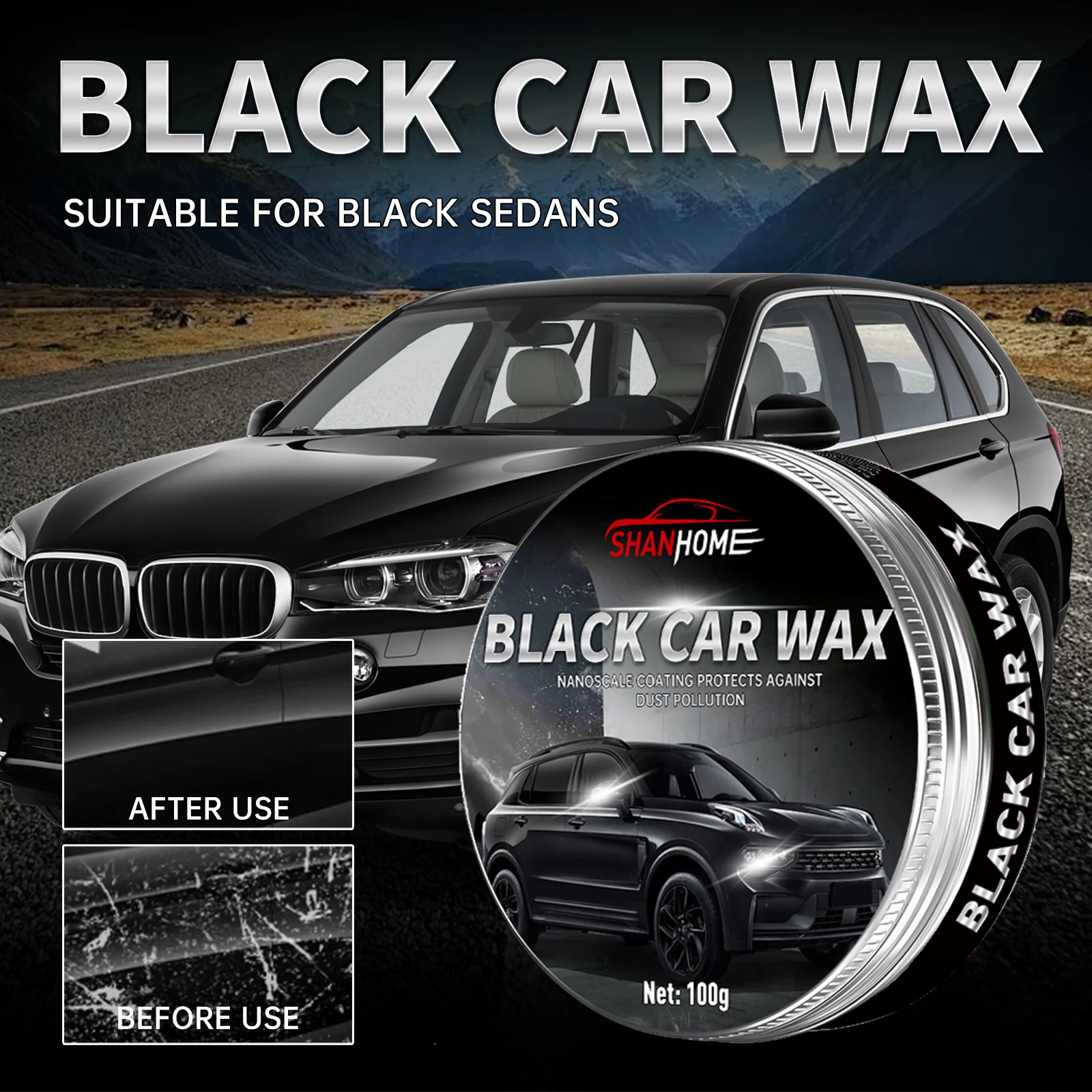 Autowasch speziell für schwarze Autos entwickelt, Autowasch, gebrauchtes Autolackwachsen, Wartung, Polieren, Beschichtung, helfen beim Polieren von Kratzern Image