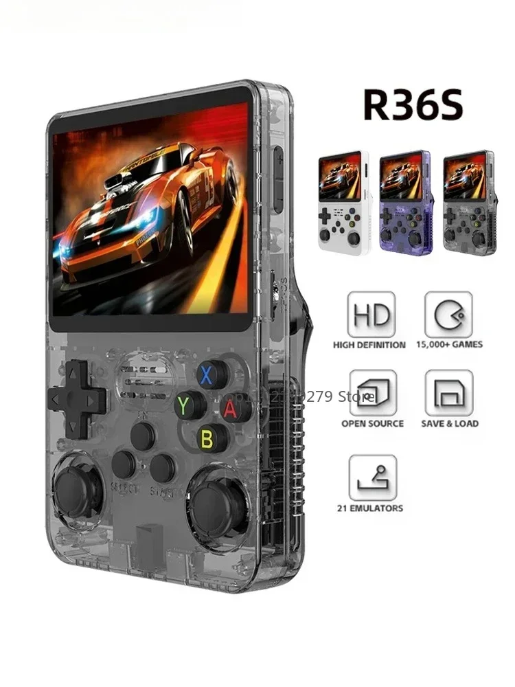 128G R36S Retro Handheld Videospielkonsole Linux System 3,5 Zoll IPS Bildschirm R35s Pro Tragbarer Taschenvideoplayer 64GB Spiele Image