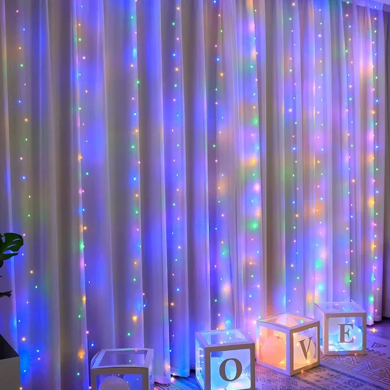 LED-Lichterkette mit Lichterkette, USB-betrieben, 8 Modi, funkelnde Wand-Lichterkette mit Fernbedienung für Schlafzimmer, Weihnachten, Hochzeit, Party-Dekoration