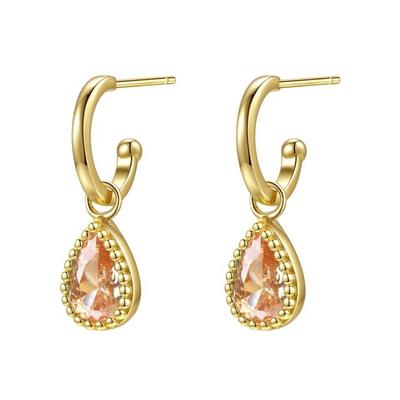 Hey Happiness Januar Geburtsstein Creolen aus 925 Sterlingsilber Gold 1 pair Schwarz Damen Image