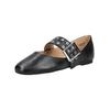 Riemchenballerina STEVE MADDEN "STEVE MADDEN Ballerinas Leder", Damen, Gr. 41, schwarz, Leder, casual, Schuhe