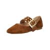 Riemchenballerina STEVE MADDEN "STEVE MADDEN Ballerinas Veloursleder", Damen, Gr. 38, braun (chestnut), Veloursleder, casual, Schuhe