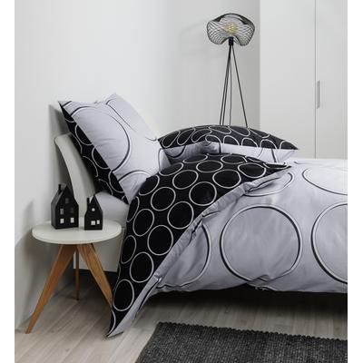 Wendebettwäsche JANINE "Mako-Satin87109 08", silber schwarz, B/L: 155cm x 220cm, , Mako-Satin, B/L: 80cm x 80cm, Mako-Satin, Obermaterial: 100% Baumwolle, Bettwäsche, mit Reissverschluss Image