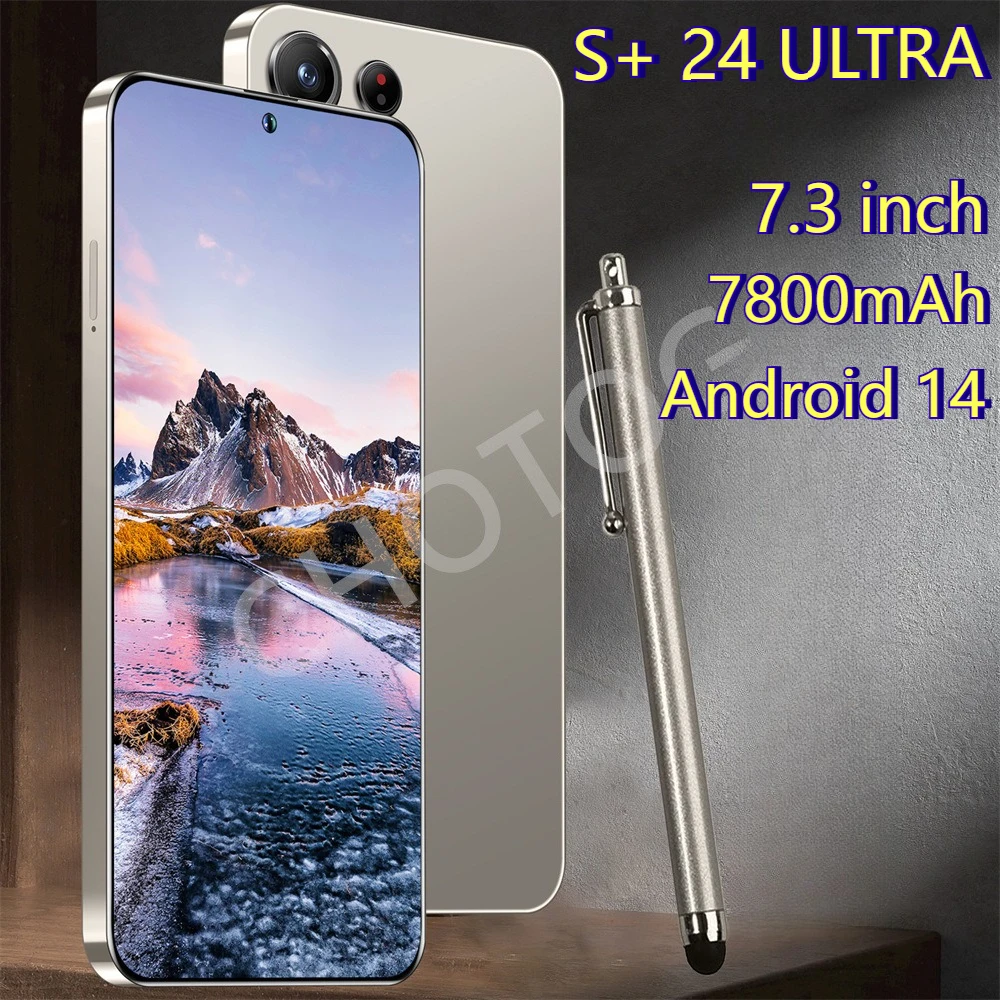 2025 nouveau S + 24 Ultra téléphones portables d'origine 7.3 pouces écran HD Smartphone 7800mAh 4G 5G double Sim téléphones mobiles Android 14 téléphone portable